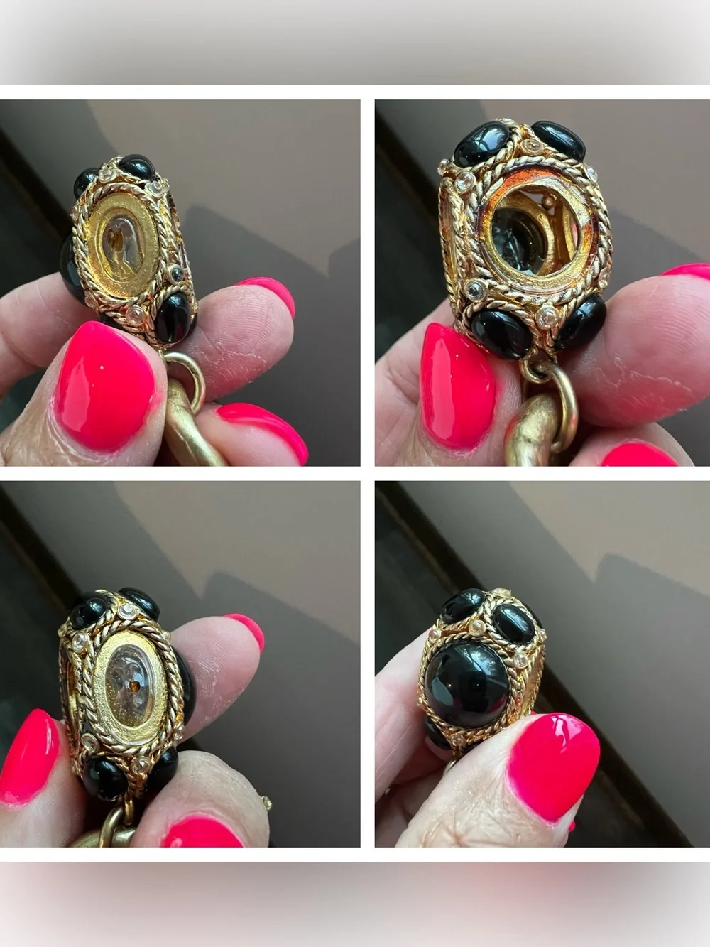 Vintage juicy couture chunky charm bracelet gold tone 8 charms very rare HTF 6.5